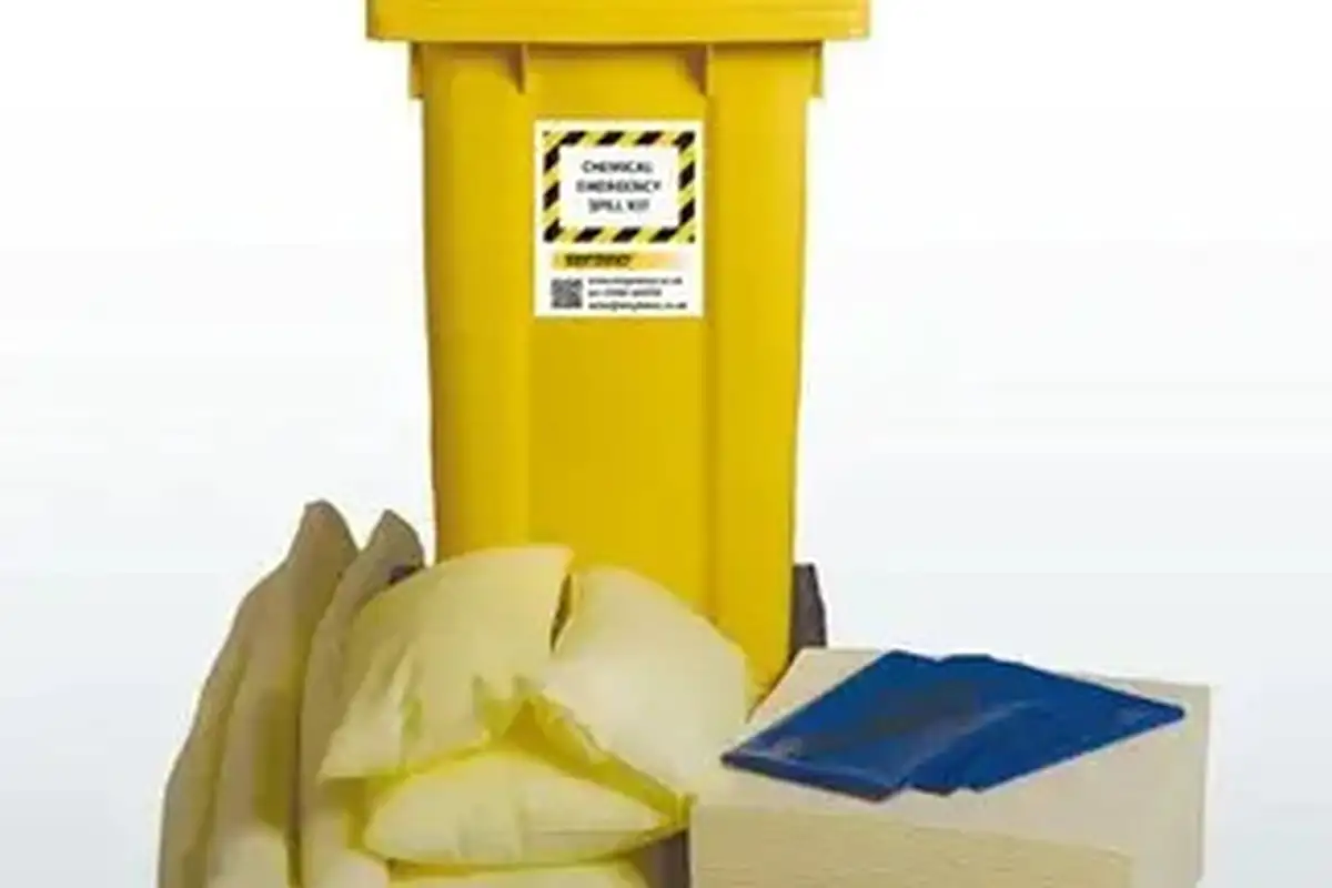 Chemical Spill Kit | 120L | Wheel Bin with Hinged Lid